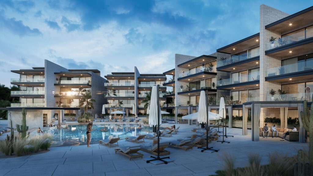 Los Cabos Punto Nima Punto Nima is a development designed and constructed by Central de Arquitectura.This stunning unit feels like a townhouse in the sky, offering the privacy and space you want with the ease of condo living. With light-filled interiors, thoughtful design, and seamless indoor-outdoor flow, every corner is crafted to highlight the spectacular – Aromi Residences, Cabo Corridor, Cabo Corridor, BS