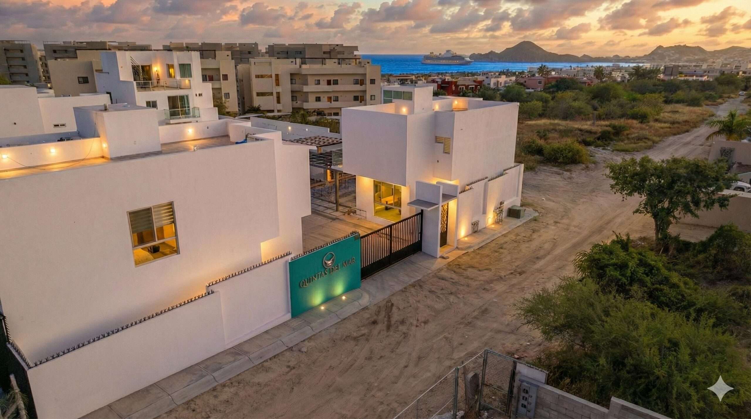 Los Cabos Terranova Beautiful turnkey two-story corner home located in the gated community of Terranova Residencial. The main level offers an inviting living and dining area, a kitchen with granite countertops and pantry. Also a flex room ideal as a guest bedroom or home office.The second level features three bedrooms, including a spacious primary suite with walk-in closet, bathtub, and double vanity, plus two additional bedrooms connected by a Jack-and-Jill bathroom.Enjoy a private backyard with an 80 mΒ² garden, swimming pool, and BBQ area, perfect for entertaining. The rooftop terrace with pergola and BBQ area offers beautiful sunset for sale