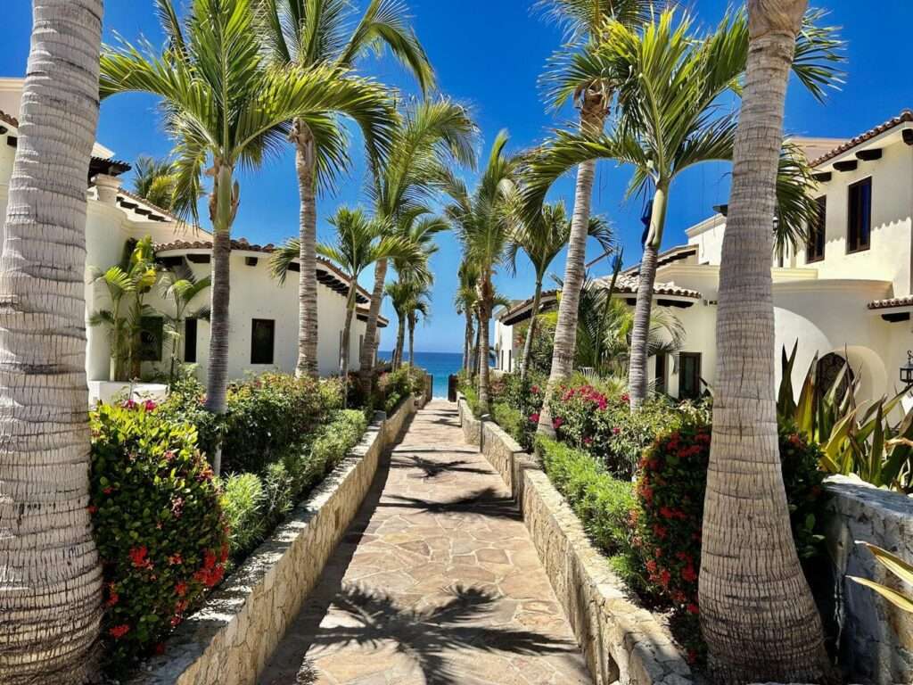Los Cabos La Jolla Much desired beach front complex with two salt water pools. One pool heated. Lovely gardens, well maintained. Condo is on the second floor with a wrap around terrace overlooking the white sand beach of Costa Azul. It is Very High demand – Condo Zen Living, San Jose del Cabo, San Jose del Cabo, BS