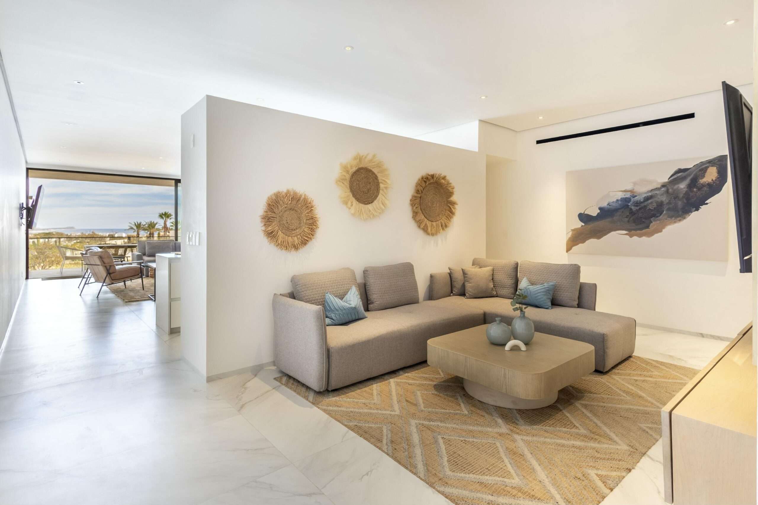 Los Cabos Cora Turnkey and beautifully furnished, CORA Sunrise D202 offers effortless luxury living in the highly sought-after Club Campestre community of San JosΓ© del Cabo. This 3-bedroom, 3.5-bath residence showcases a bright open-concept design with a modern kitchen, oversized island, and spacious living and dining areas that flow seamlessly onto a large private terrace through floor-to-ceiling sliding glass doors--perfect for indoor-outdoor entertaining.Each bedroom is thoughtfully designed for comfort and privacy, complemented by contemporary finishes and stylish bathrooms throughout. Expansive outdoor living spaces invite you to relax and enjoy the serene surroundings.Residents of CORA Sunrise enjoy resort-style amenities, including a pool, fitness center, jacuzzi, kids' area, and 24/7 gated s rity. Ideally located just minutes from world-class golf, pristine beaches, dining, and the vibrant Art District, this property is perfect as a full-time residence, vacation getaway, or investment opportunity. for sale