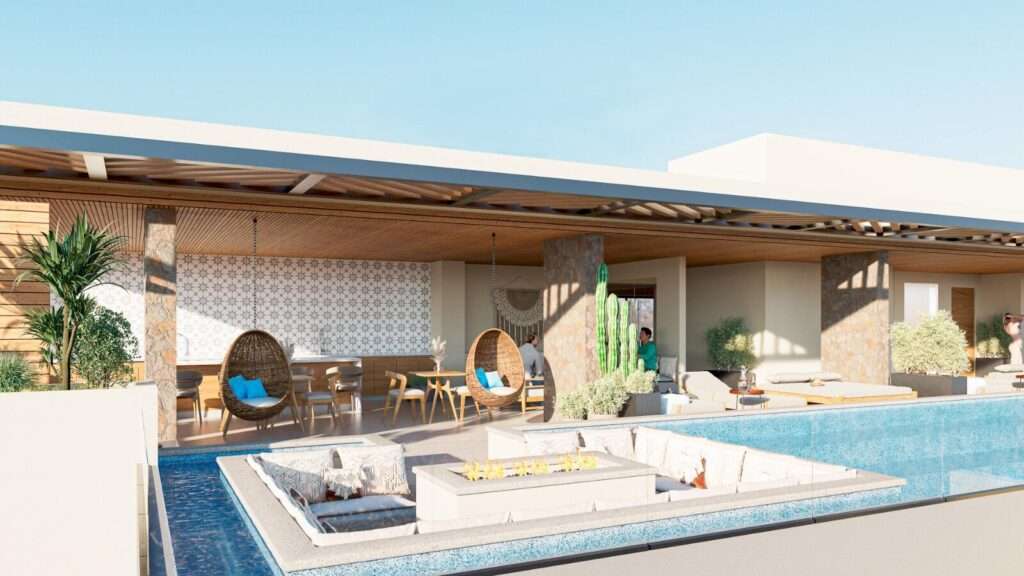 Los Cabos Villas Del Sol Great location, close to all amenities in Cabo San Lucas, walking distance to Medano Beach and to the CSL Marina, restaurants, bars, shops, supermarkets and all vibrant life in Cabo! This 115 m2 (1240 sqft) under AC condo has ceramic floor tiles, high vaulted ceilings, lots of natural light, back terrace with sink, electric water heater, AC mini splits and ceiling fans on each room, hardwood kitchen with propane stove, laundry closet, large living area, one parking space. Villa del Sol is a boutique gated community of only 22 private residencies with common palapa and pool area. Low HOAs. Walk everywhere, enjoy Cabo! – De La Laguna, Cabo San Lucas, BS