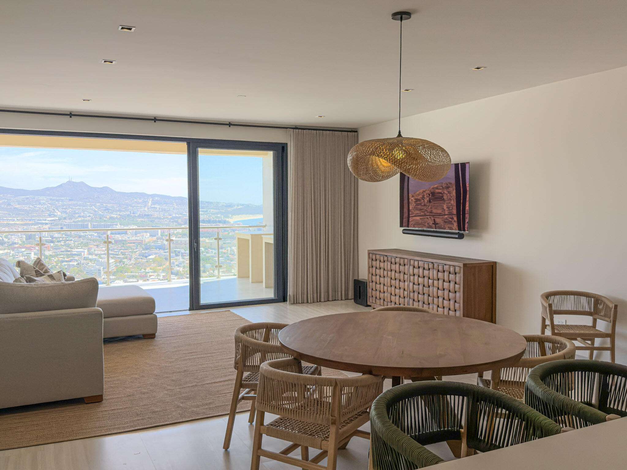 Los Cabos Monteluna Experience elevated living at Monteluna at Pedregal, an exclusive low-density community in Cabo San Lucas. Located on the seventh floor, this condominium is part of a recently completed building and has not been previously occupied, offering a fresh and move-in-ready residence. It features panoramic for sale