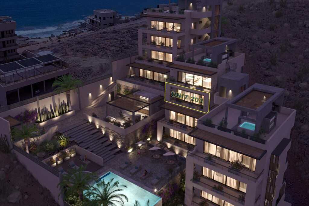 Los Cabos Tortuga Bay Experience effortless beachfront living at Tortuga Bay, a completed luxury community in San Jose del Cabo's desirable hotel zone. Owners are already enjoying life onsite, with move-in-ready residences and 60-day closings available. Resort-style amenities include pools, Jacuzzi spas, fitness center, pickleball courts overlooking the sea, BBQ areas, and direct beach access, all within a secure gated enclave minutes from downtown San Jose and the airport. Unit 3116 is a spacious 2BR/2BA residence offering nearly 2,000 sq.ft. of indoor/outdoor living, highlighted by an expansive private terrace with plunge pool, open-concept interiors, premium finishes, and seamless indoor-outdoor entertaining spaces ideal for personal use or strong rental potential. for sale