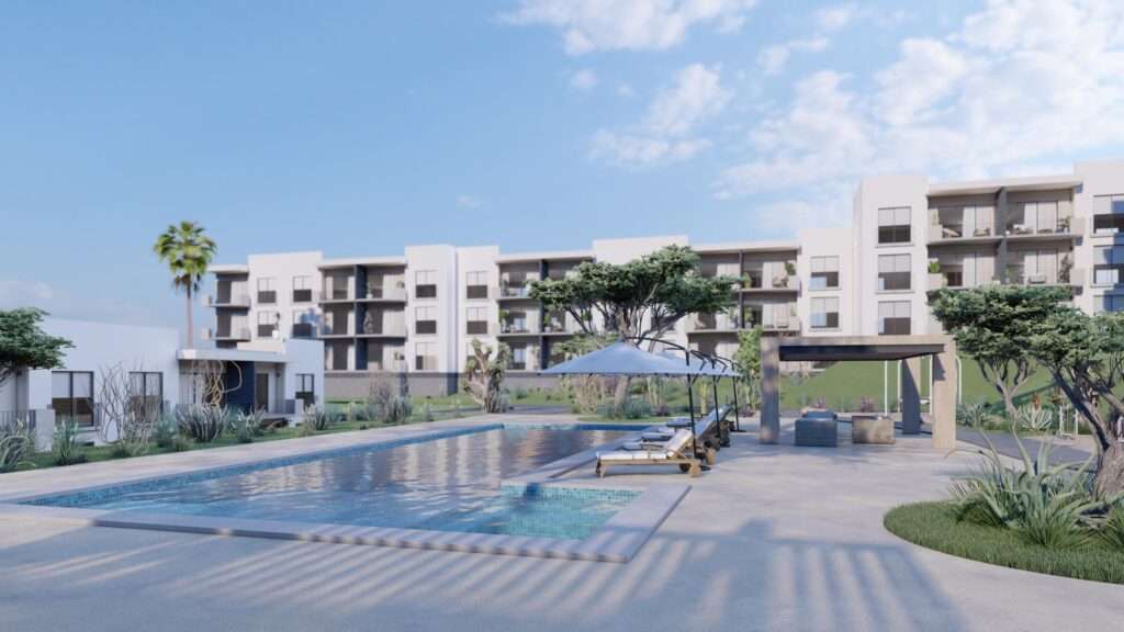 Los Cabos Punto Nima Punto Nima, is a residential development, designed and constructed, by Central de Arquitectura and Fortem Capital. Inspired by the location of the site and context of San Jose, the building is designed with a modern functional spaces with style and natural materials that coexist with the characteristic nature of San Jose. This residential building is designed with diverse amenities of the highest quality, such as a fully equipped gym, pickleball court, rooftop pool with amazing – Maralta Cabo Living, Cabo San Lucas, Cabo San Lucas, BS