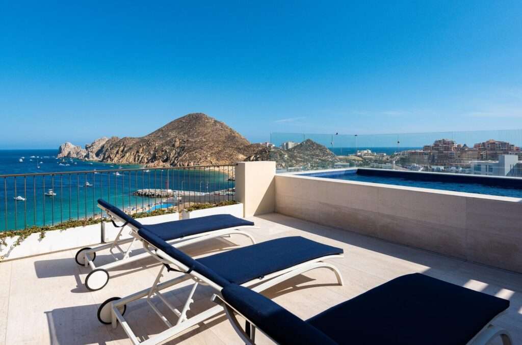 Los Cabos Rancho Par-El Cielito For the buyer seeking the privacy of a villa combined with the convenience of a condo, this condominium is a gem that stands apart. With a footprint so spacious it serves as a large private residence--featuring four spacious bedrooms and 4.5 immaculate bathrooms--the property provides the space and character of a standalone villa. Every corner of this residence has been maintained at the highest level, demonstrating care that's evident the moment you step inside.Morning coffee is enjoyed with the sunrise, and evening cocktails are toasted against the sunset--all while overlooking the iconic, unobstructed blue of the bay. The flow between indoor and outdoor living is smooth, anchored by your own private pool and protected by premium electric hurricane shutters and screens. – Medano Beach, Cabo San Lucas, BS