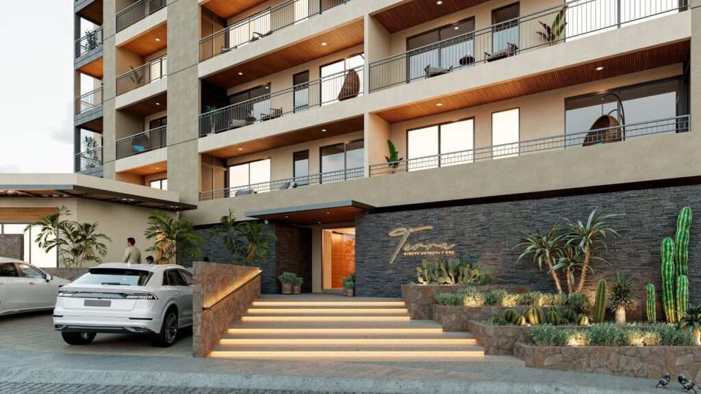 Los Cabos Marea Los Cabos This Vibrant 3 Bedroom Condo is located in Downtown Cabo San Lucas inside the spectacular new development Marea at only 500 hundred meters from Medano Beach.The Vibrant Condo has a fully equipped opened kitchen, a living room with beautiful natural light an private terrace, master bedroom with en-suite bathroom, walking closet, working area and balcony, second bedroom with en-suite bathroom, closet and balcony, third bedroom with closet and balcony, a full bathroom. The community has 24/7 security, lobby, gym, pool, roof top with jacuzzi and BBQ area.Vibrant Condo is a turnkey property with great ROI – Terra 192 #107, Cabo San Lucas, Cabo San Lucas, BS