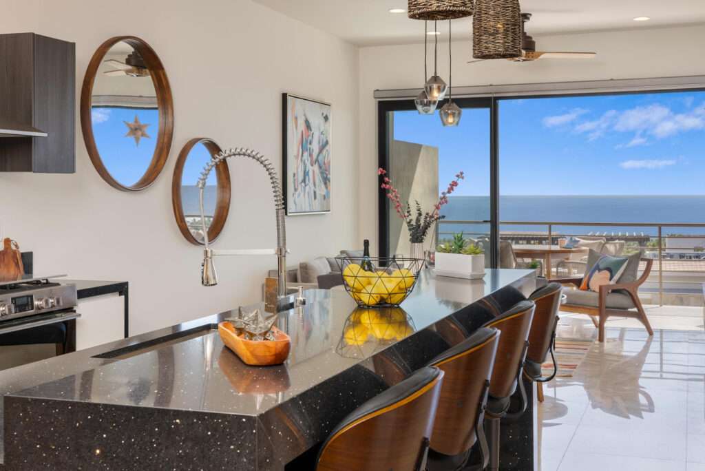 Los Cabos Villas Del Sol Great location, close to all amenities in Cabo San Lucas, walking distance to Medano Beach and to the CSL Marina, restaurants, bars, shops, supermarkets and all vibrant life in Cabo! This 115 m2 (1240 sqft) under AC condo has ceramic floor tiles, high vaulted ceilings, lots of natural light, back terrace with sink, electric water heater, AC mini splits and ceiling fans on each room, hardwood kitchen with propane stove, laundry closet, large living area, one parking space. Villa del Sol is a boutique gated community of only 22 private residencies with common palapa and pool area. Low HOAs. Walk everywhere, enjoy Cabo! – Tramonti, Cabo Corridor, Cabo Corridor, BS